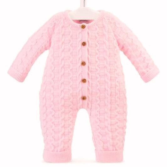Pink Baby Girl's Cable Knitted Onesie