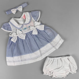 Baby girls blue summer striped dress