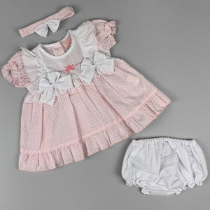 Baby girls pink polka summer dress