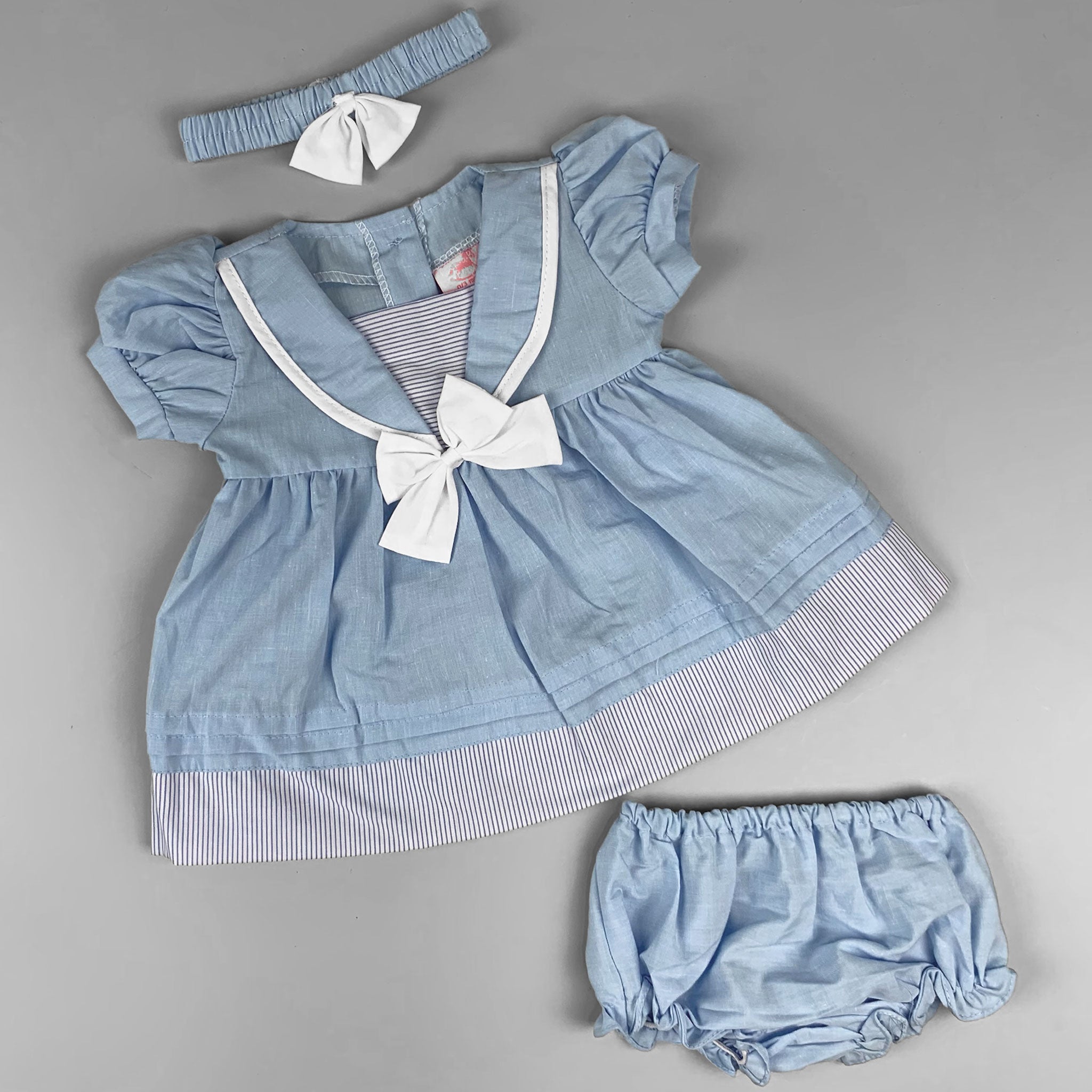 baby girls blue summer dress headband and pants