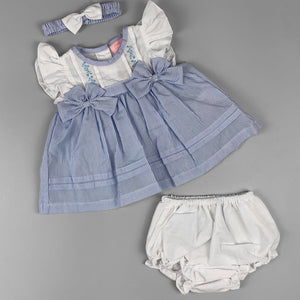 baby girls blue and white pin striped summer dress