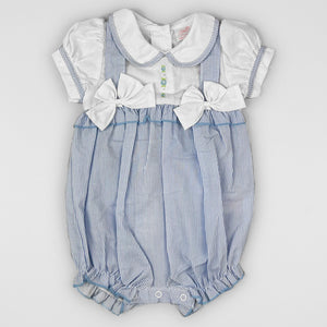 baby girls blue pinstriped romper