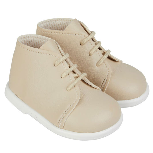 Unisex Baby Beige Hard Sole Baypods Boots – Lace-Up Traditional Style