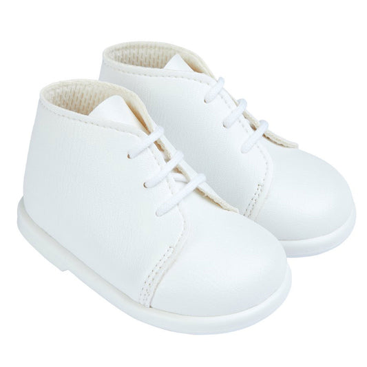 Unisex Baby White Hard Sole Baypods Boots – Lace-Up Traditional Style