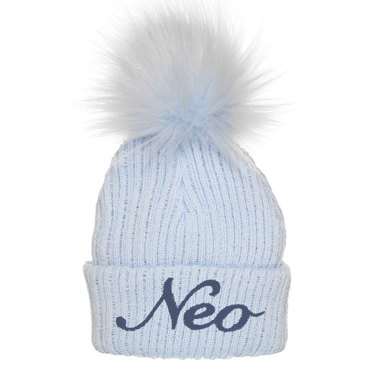 baby boys blue pastel personalised hat