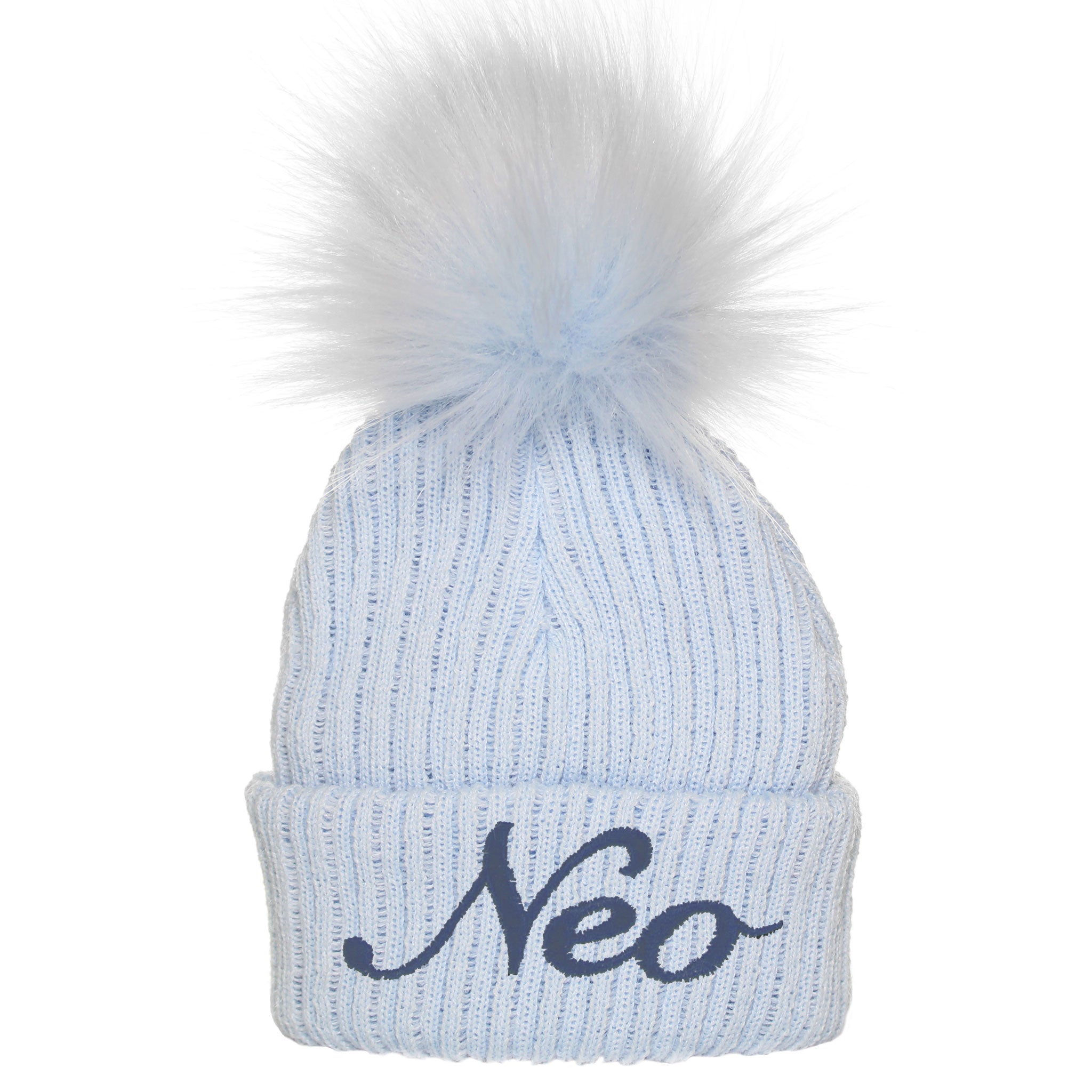 baby boys blue pastel personalised hat
