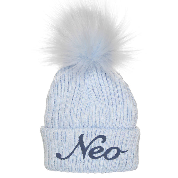 baby boys blue pastel personalised hat