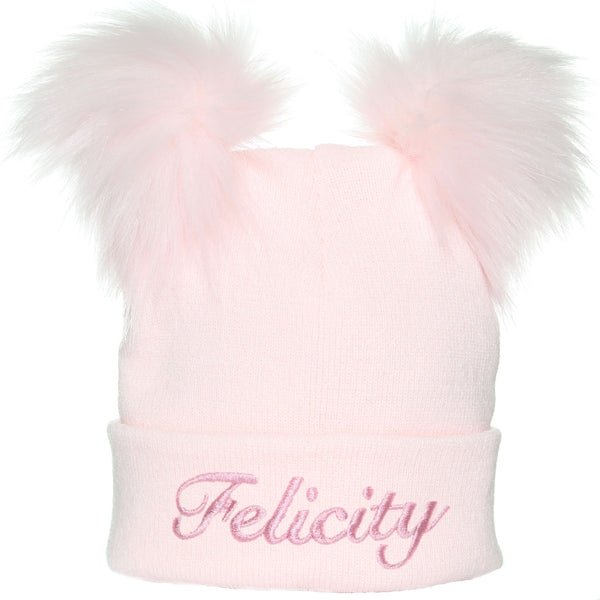 pastel pink 2 pom hat