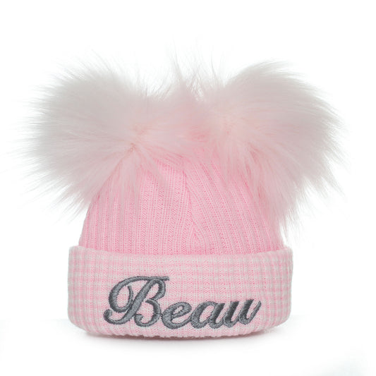 baby girl pink newborn waffle hat