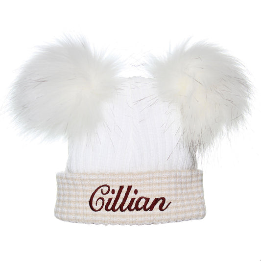 beige personalised newborn hat
