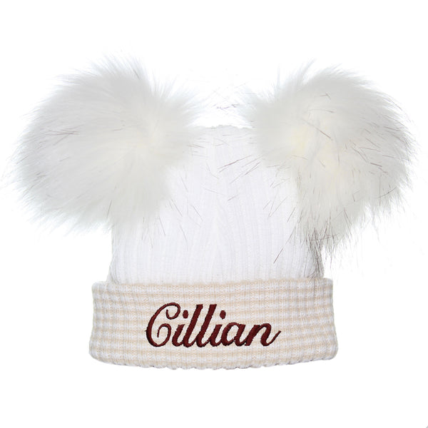 beige personalised newborn hat