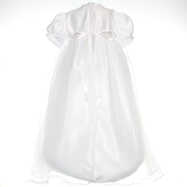Baby Girls White Long Christening Gown Baptism Dress with Bonnet