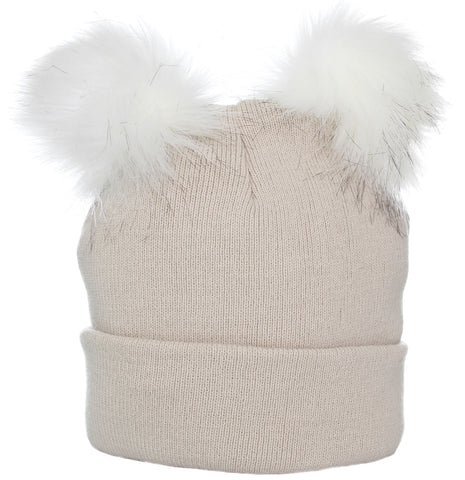 baby unisex beige pom hat