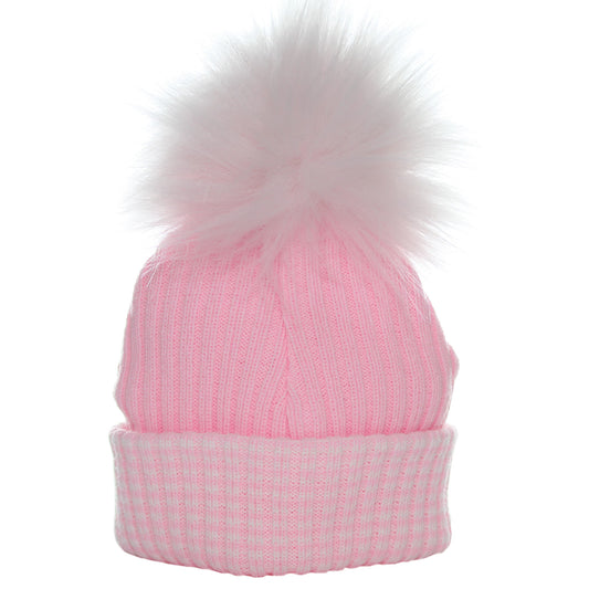 baby girl pink pom hat