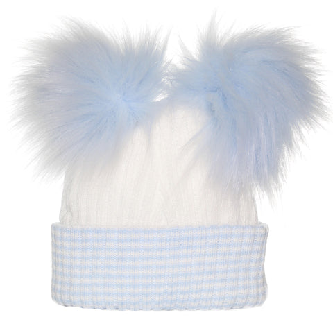 waffle baby hat in white and blue