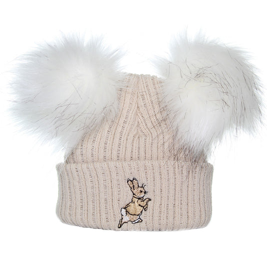 baby beige peter rabbit pom hat
