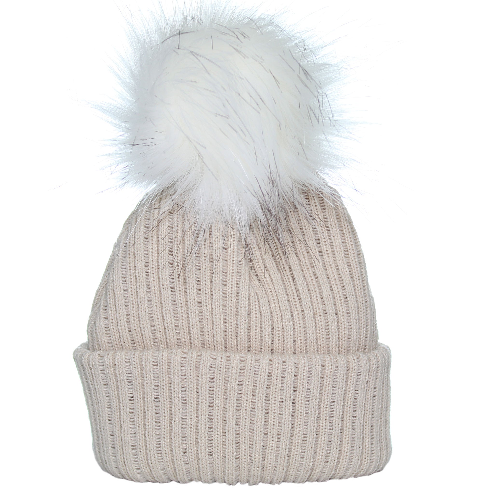 beige baby pom hat
