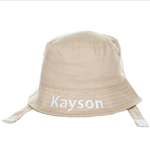 personalised beige bucket hat