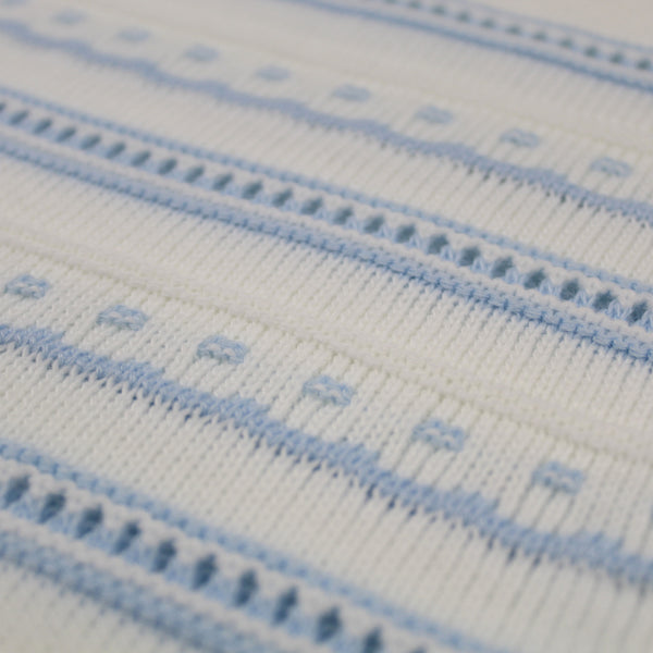 Baby Boy Knitted Romper - White / Blue