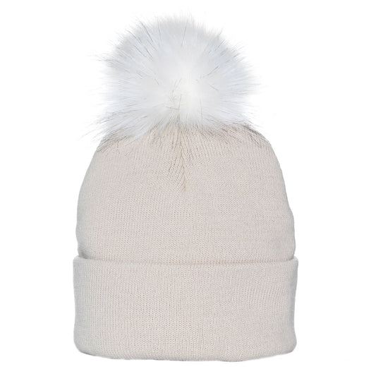 baby beige pom hat neutral