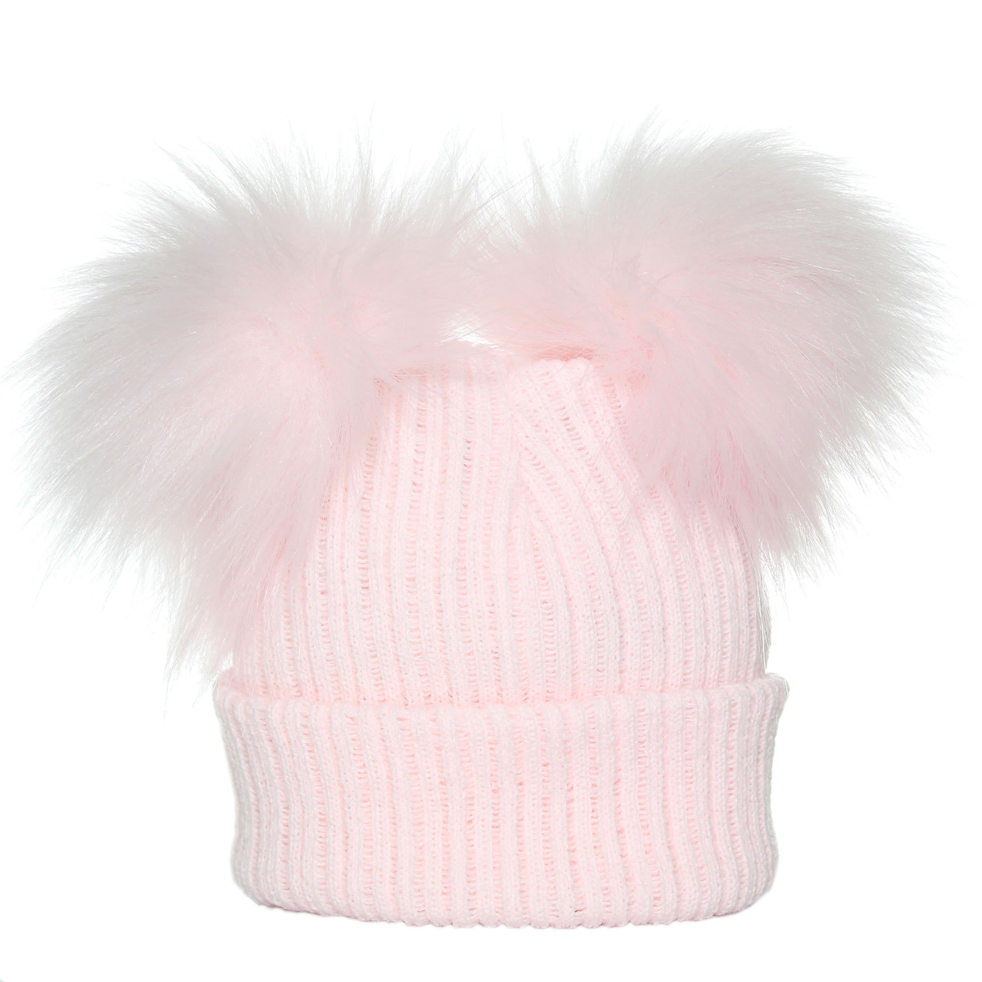 Double Pom Pink Baby Hat Pastel Pink – Lullaby Lane Baby Shop