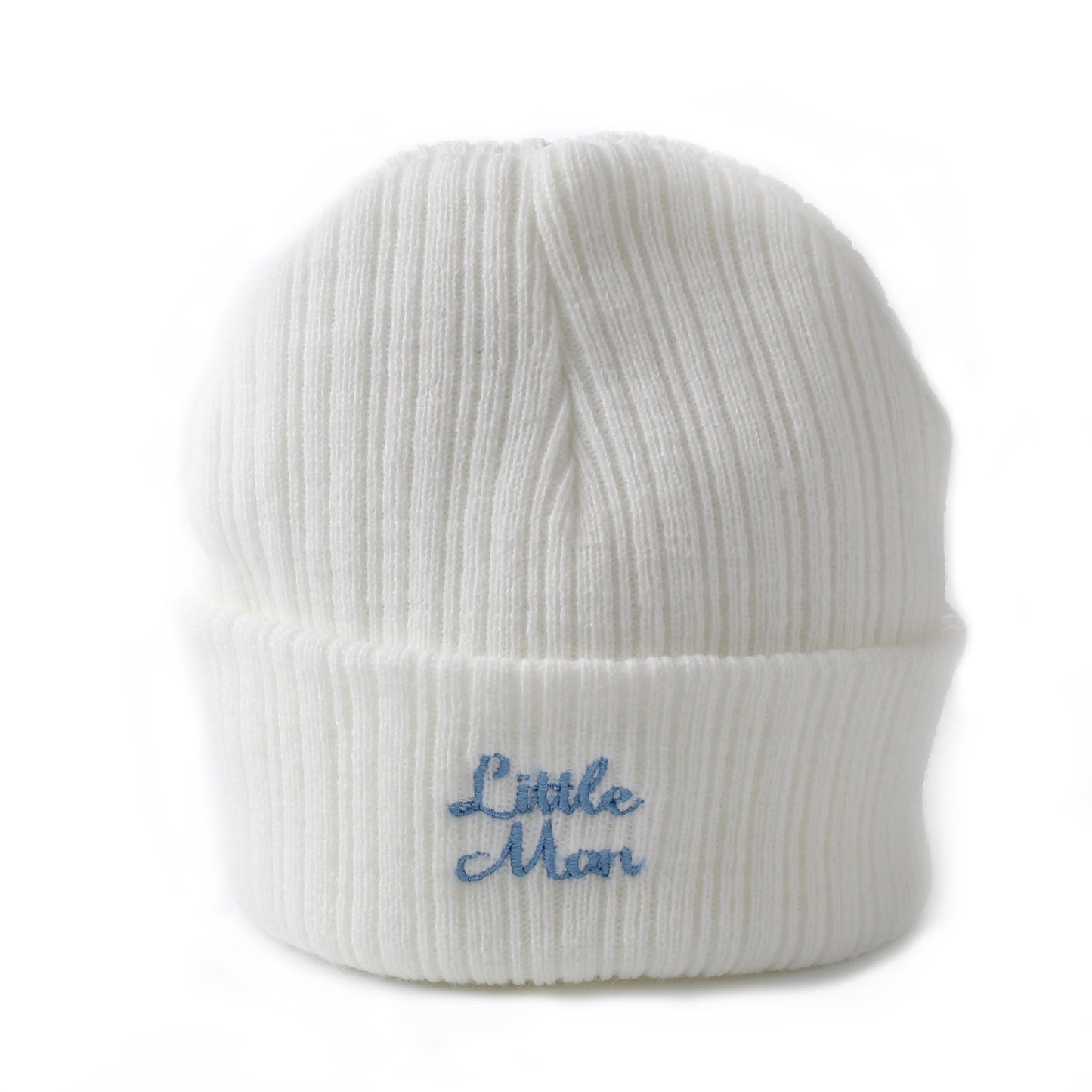 Newborn Beanie Hat with “Little Man” Embroidery – Newborn & 0–6 Months