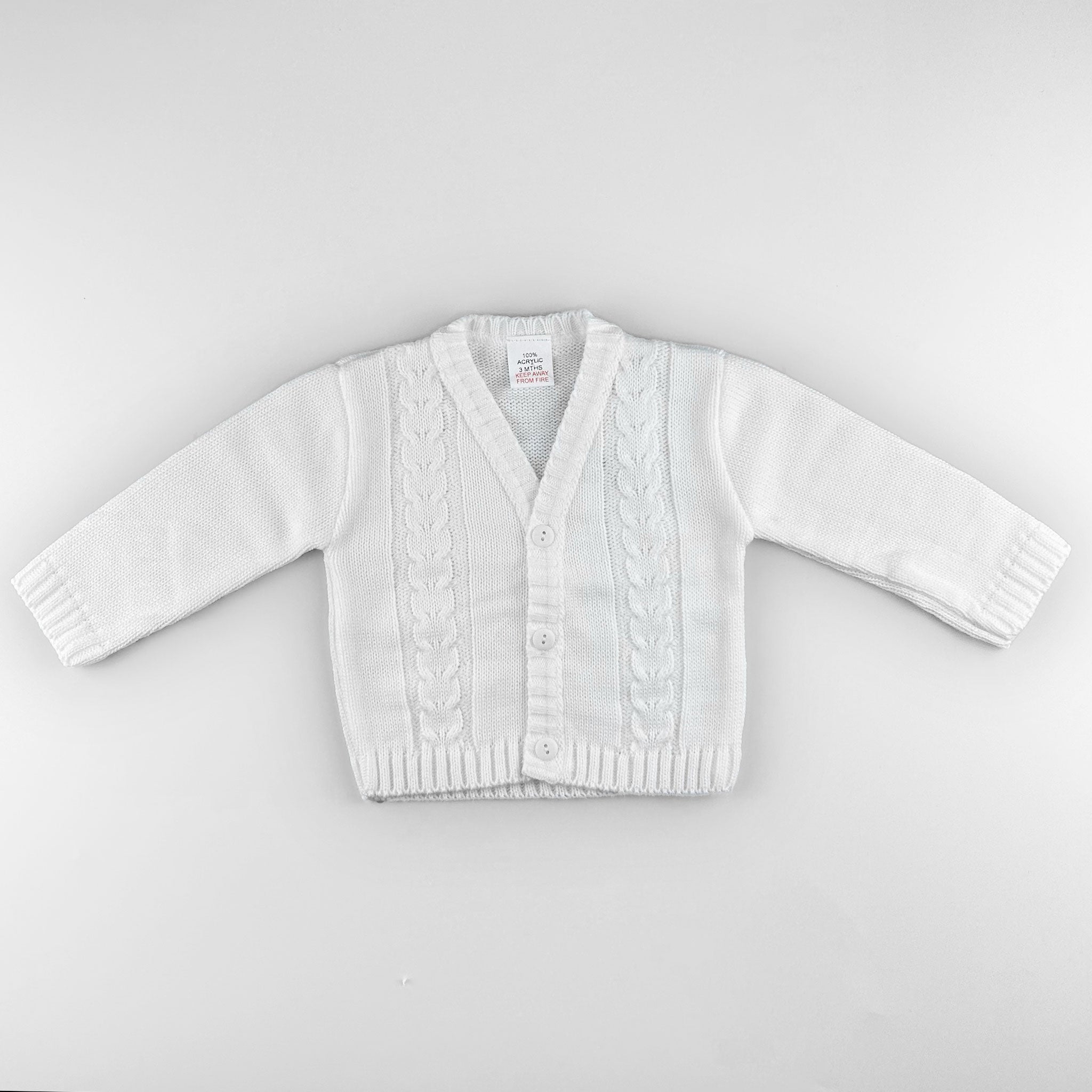 baby unisex white knitted cardigan