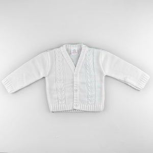 baby unisex white knitted cardigan