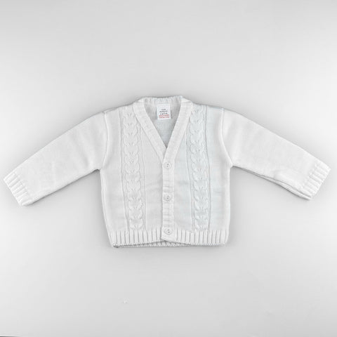 baby unisex white knitted cardigan