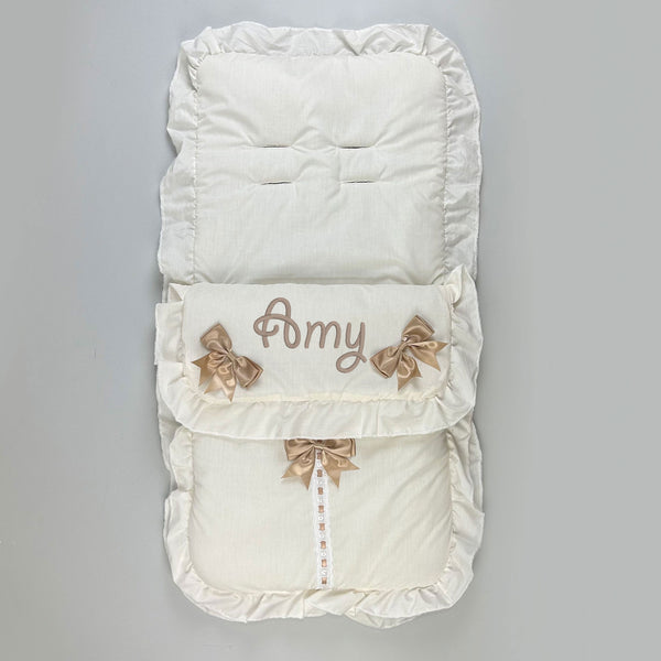 personalised unisex beige footmuff
