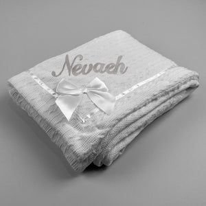 baby unisex white personalised blanket