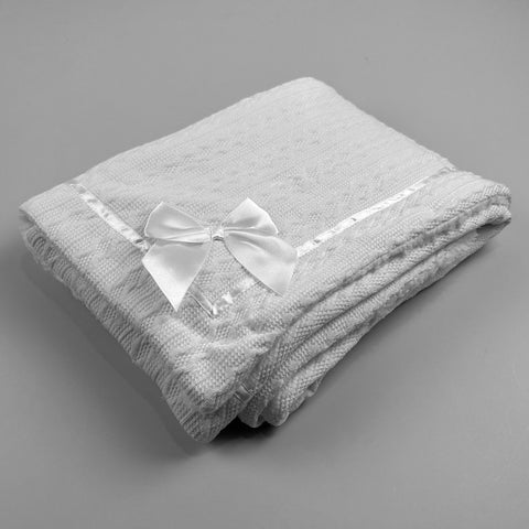 Baby Unisex white bow blanket