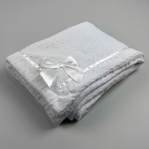 Deluxe White Baby Blanket with Bow