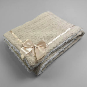 unisex knitted baby beige blanket