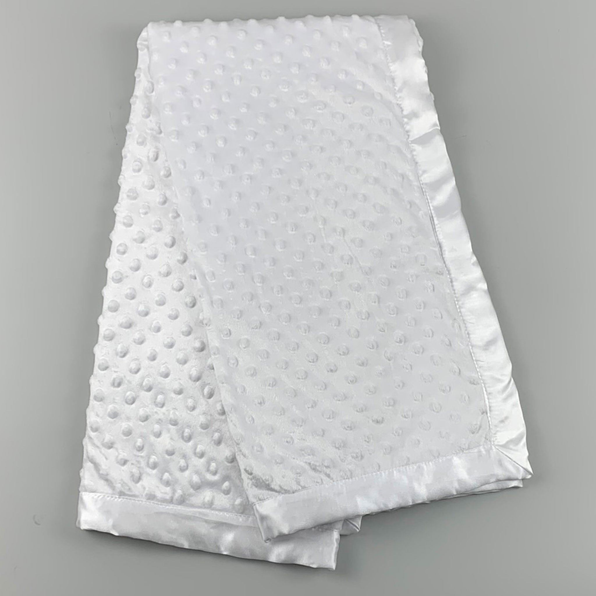 Baby Bubble Blanket with Satin Trim- White