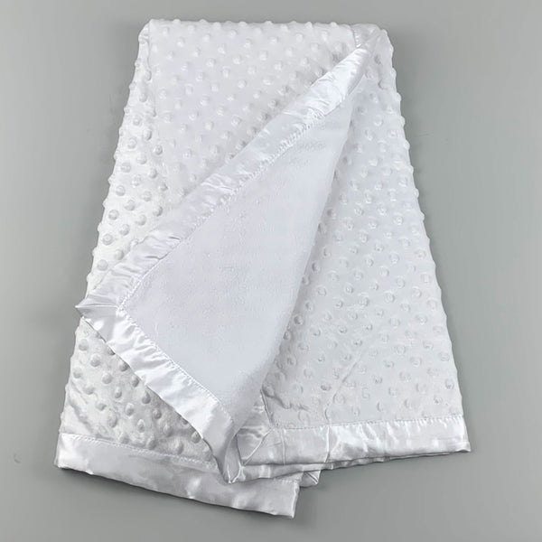 Baby Bubble Blanket with Satin Trim- White