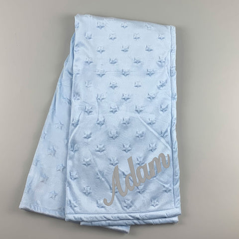 Personalised Embossed Star Baby Blanket - Blue