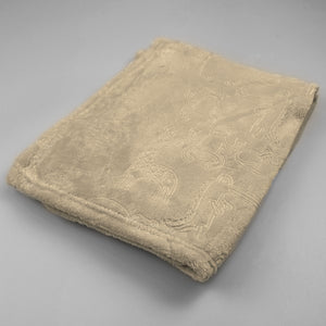 Beige Embossed Jungle Animal Baby Blanket