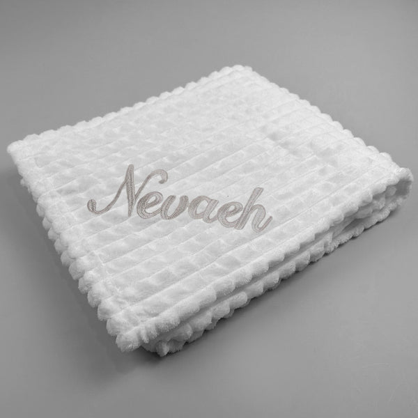 baby unisex white jacquard blanket personalised