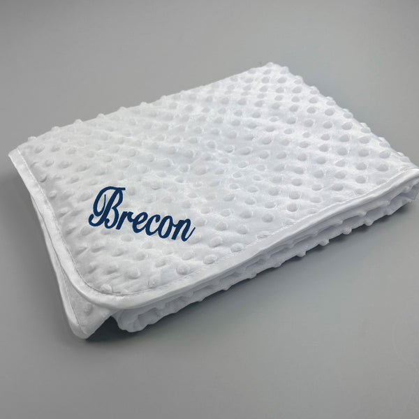 unisex personalised baby blanket white