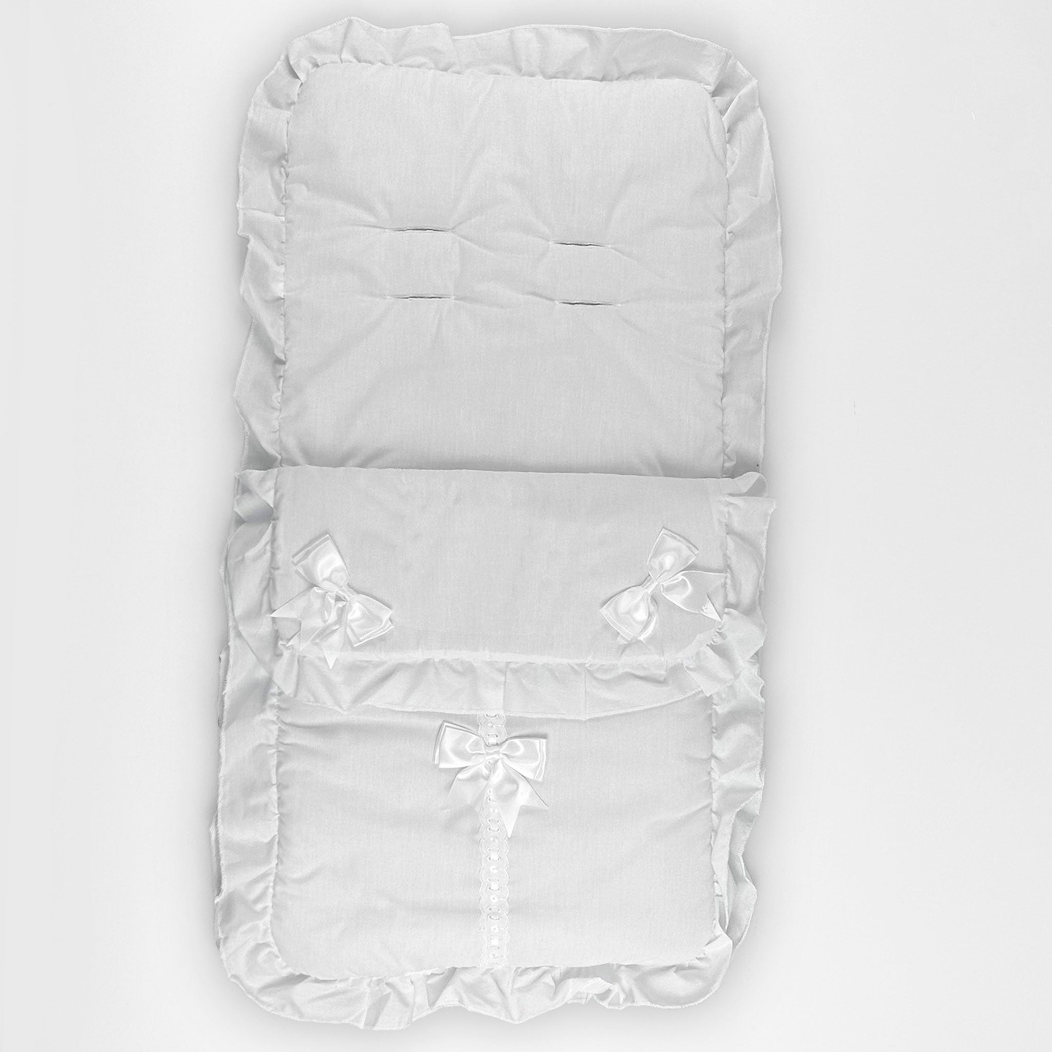 white baby unisex foot muff bows