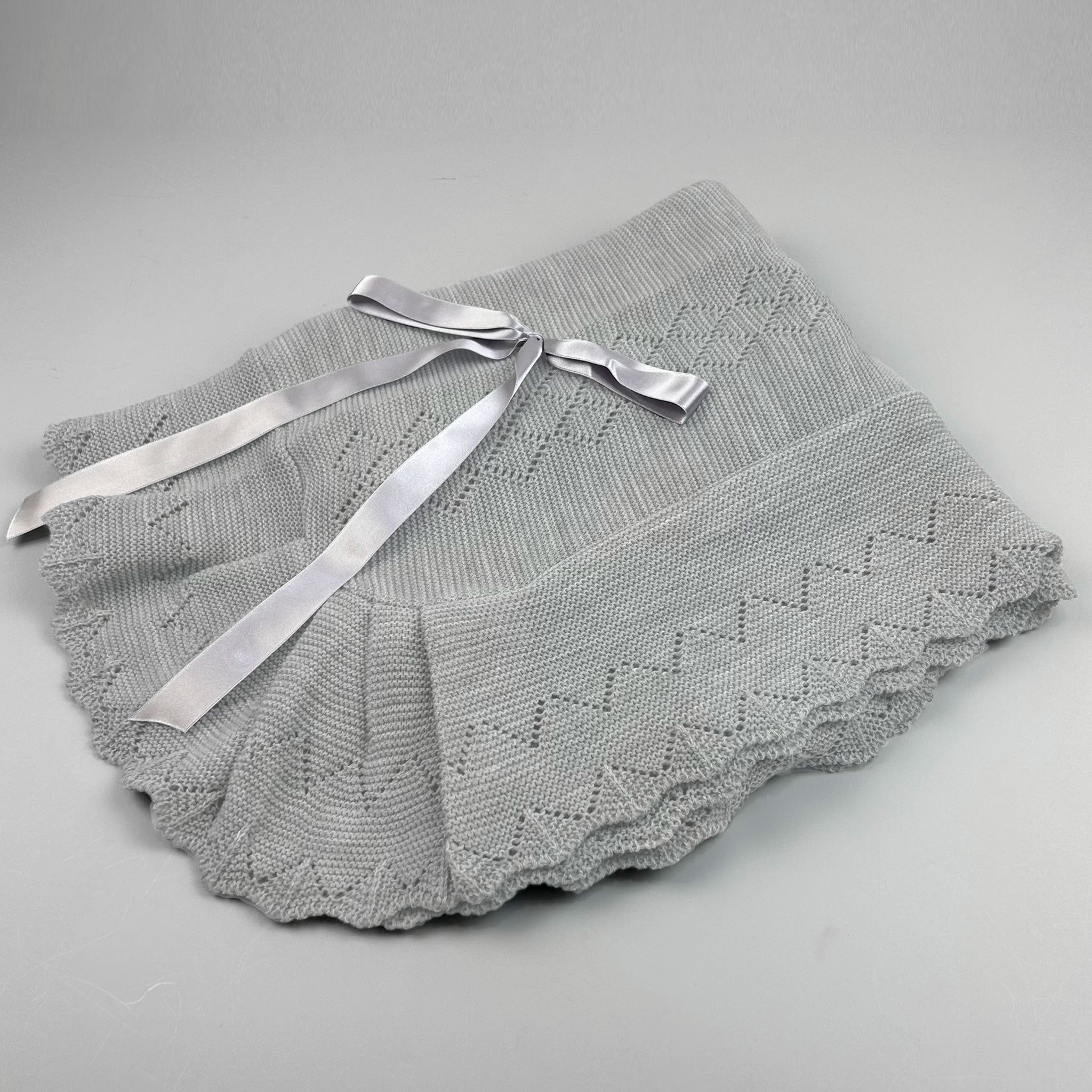 baby knitted shawl grey unisex