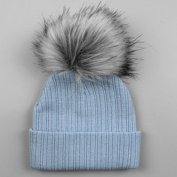 blue boys winter pom hat