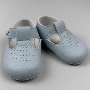 baby boys blue pram soft sole shoes