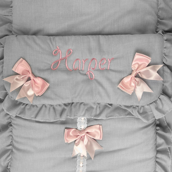 baby girls personalised three bow foot muff