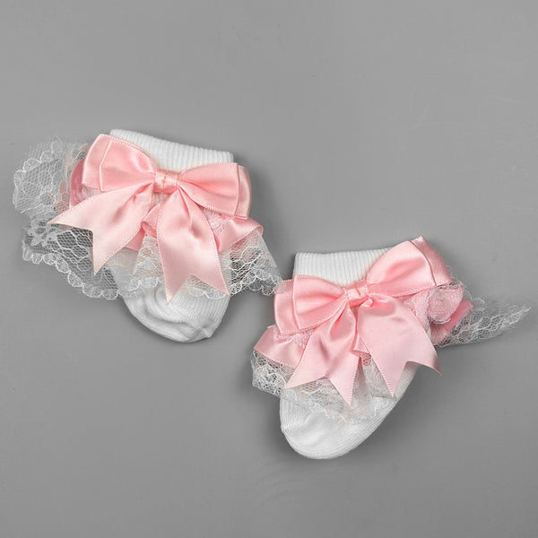 baby girls white pink socks