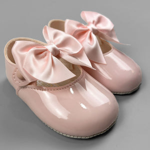 baby girls pink bow soft sole shoes