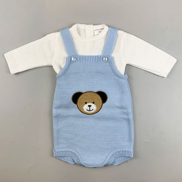 Baby Boy Knitted Romper & Top Outfit - Blue