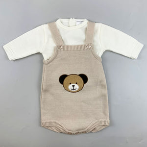 Baby Boy Knitted Romper & Top Outfit - Beige