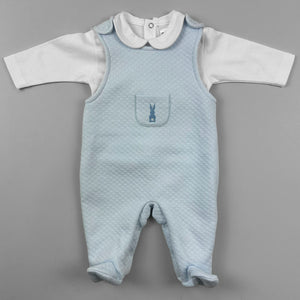 baby boys blue and white romper bunny